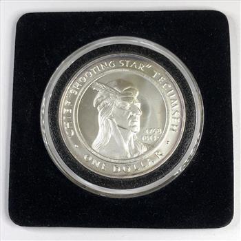 2002 Shawnee Nation Silver Proof Dollar Coin in Protective Holder Shooting Star Tecumseh