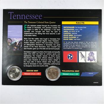 2002 Tennessee Colorized Quarter P&D Mint Mark Sets in High Grade Uncirculated Condition