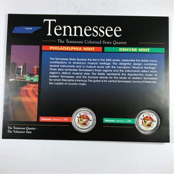 2002 Tennessee Colorized Quarter P&D Mint Mark Sets in High Grade Uncirculated Condition