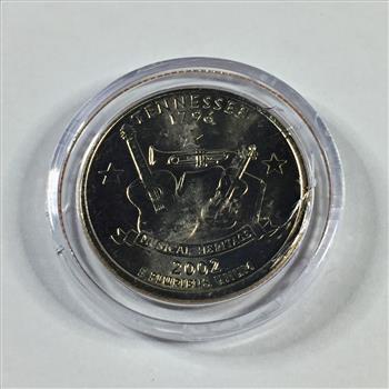 2002 Tennessee Commemorative Quarter with Colorized Elvis Presley 25th Anniversary*In Protective Capsule