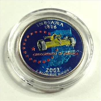 2002-D Colorized Indiana State Commemorative Quarter*Specialized Coloring*In Protective Capsule