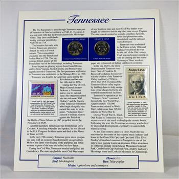 2002-D & P Tennessee Commemorative State Quarters*Uncirculated with 2 Stamps*Encased in 9
