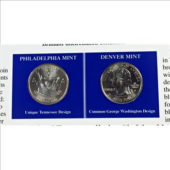 2002-D & P Tennessee Commemorative State Quarters*Uncirculated with 2 Stamps*Encased in 9