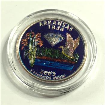 2003-D Colorized Arkansas State Commemorative Quarter*Specialized Coloring*In Protective Capsule