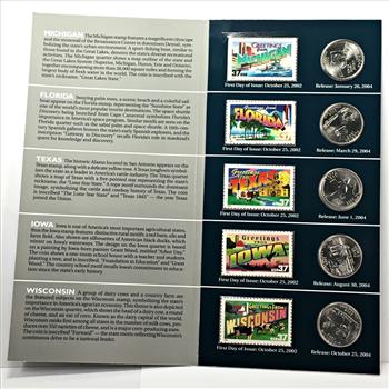 2004 Commemorative State Quarters*Also 2002 Corresponding Greeting State Commemorative Stamps*Nice Set!