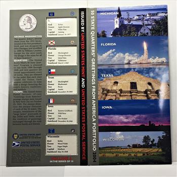 2004 Commemorative State Quarters*Also 2002 Corresponding Greeting State Commemorative Stamps*Nice Set!