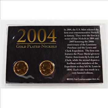 2004 Gold Plated Nickels*Peace Medal & Lewis and Clark Medal*Both 