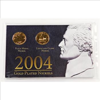 2004 Gold Plated Nickels*Peace Medal & Lewis and Clark Medal*Both 