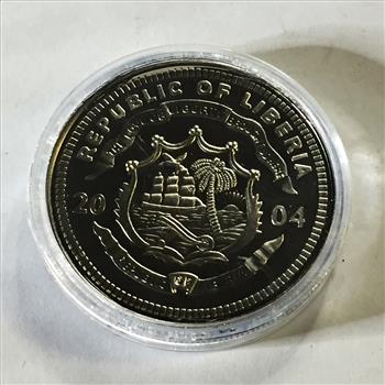 2004 Liberia $10 George W. Bush Coins*Uncirculated in Protective Capsule (cracked)