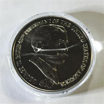 2004 Liberia $10 George W. Bush Coins*Uncirculated in Protective Capsule (cracked)