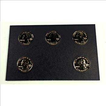 2004-D 24K Gold Layered Commemorative State Quarters*5 Quarters Encased in Heavy Cardboard