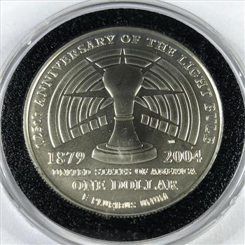 2004-P Thomas Alva Edison 125th Anniversary of Light Bulb Commemorative Uncirculated Silver Dollar*In Protective Capsule