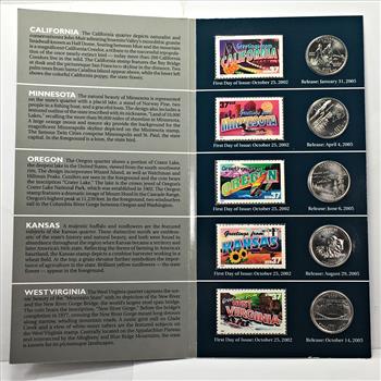 2005 Commemorative State Quarters*Also 2002 Corresponding Greeting State Commemorative Stamps*Nice Set!