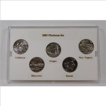 2005 Platinum Edition of the 50 States Commemorative Quarters*Five Quarters Layered in Platinum*Original Packaging