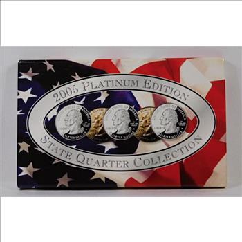 2005 Platinum Edition of the 50 States Commemorative Quarters*Five Quarters Layered in Platinum*Original Packaging