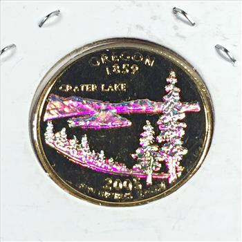 2005-D 24K Gold Layered with Hologram Highlights Oregon State Commemorative Washington Quarter