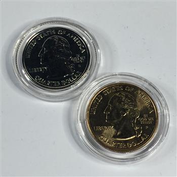 2005-P & D Oregon States Commemorative Quarters*P is 24K Gold Layered and D is Platinum Layered*In Capsules