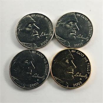 2005-P, D & S American Bison Commemorative Jefferson Nickels*24K Gold Layered and Colorized Plus Two Uncirculated