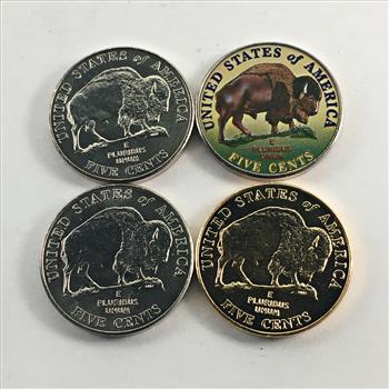 2005-P, D & S American Bison Commemorative Jefferson Nickels*24K Gold Layered and Colorized Plus Two Uncirculated