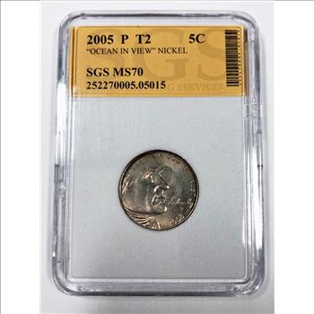 2005-P T2 Ocean in View Commemorative Jefferson Nickel*Graded MS70 by SGS