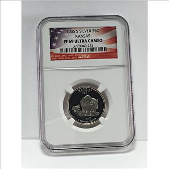 2005-S Proof Silver Kansas State Commemorative Washington Quarter*Graded PF69 ULTRA CAMEO by NGC