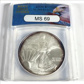 2006 American Silver Eagle*Mint First Strike*Graded MS69 by ANACS*1oz .999 Fine Silver