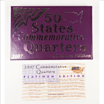 2007 Platinum Edition of the Commemorative States Quarters*Pure Platinum Layered*In Original Box with COA