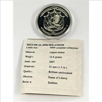 2007 Statue of Liberty Medallion*33mm*Brilliant Uncirculated*In Protective Capsule