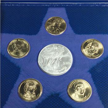 2007 United states Mint Annual Uncirculated Dollar Coin Set*American Silver Eagle, Sacagawea and 4 Presidential Dollars