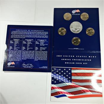 2007 United states Mint Annual Uncirculated Dollar Coin Set*American Silver Eagle, Sacagawea and 4 Presidential Dollars