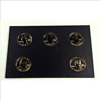 2007-D 24K Gold Layered Commemorative State Quarters*5 Quarters Encased in Heavy Cardboard