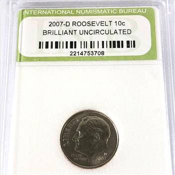2007-D Roosevelt Dime*Grade Brilliant Uncirculated by INB