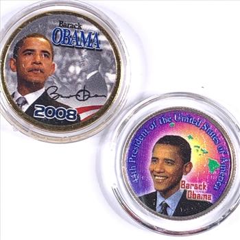 2008 24K Gold Layered Colorized State Quarter and Presidential $1 Commemorating Barack Obama