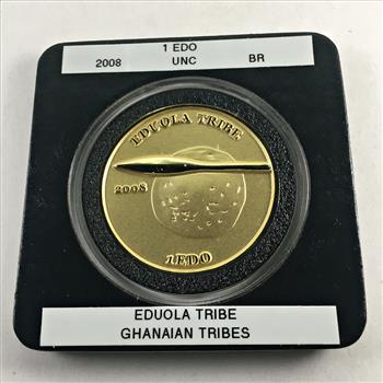 2008 Ghanaian Tribes 1 Edo*Eduola Tribe*Brass*Uncirculated*In Protective Capsule
