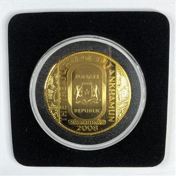 2008 Somalia 250 Schillings Gold Layered King Tut Statue if Horus in Protective Holder