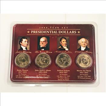 2008 Year Set Presidential Dollar Collection: Monroe, Adams, Jackson and Van Buren*Uncirculated in Sealed Packet