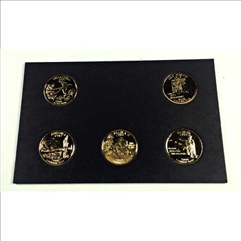 2008-D/P 24K Gold Layered Commemorative State Quarters*5 Quarters Encased in Heavy Cardboard