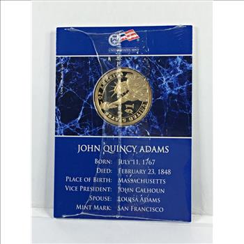 2008-S Proof John Quincy Adams Commemorative Presidential Dollar*Encased in Small Story Board