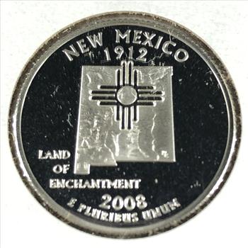 2008-S Proof Silver New Mexico State Commemorative Washington Quarter*Deep Cameo