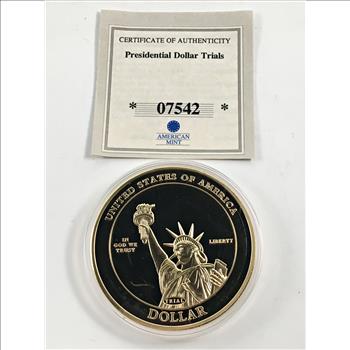 2009 24K Gold Layered Abraham Lincoln Trial Coin*50mm*Proof*Protective Capsule
