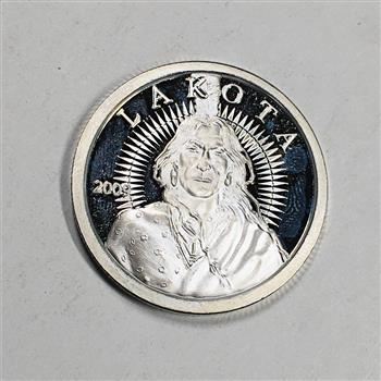 2009 One Ounce .999 Fine Silver Native American Commemorative Round*LAKOTA*Currency of the Free...