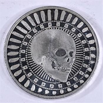 2009 One Troy Ounce .999 Fine Silver Round*Skull