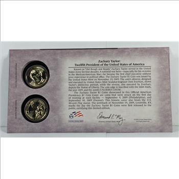 2009-P & D Zachary Taylor Commemorative Presidential Dollars*With Stamp On First Day Cover*Uncirculated Coins
