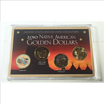 2010 Native American Commemorative Dollars*Colorized, 24K Gold Layered & More*In Custom Holder & Wooden Display/Gift Box