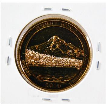 2010-D 24K Gold Layered Mount Hood, Oregon Commemorative Quarter