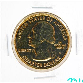 2010-D Mount Hood, Oregon Commemorative Quarter Layered 24K Gold