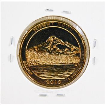 2010-D Mount Hood, Oregon Commemorative Quarter Layered 24K Gold
