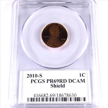 2010-S Proof Lincoln Head Shield Commemorative Cent*Graded PR69 RD DCAM by PCGS*Signature of Lyndal Bass, Designer