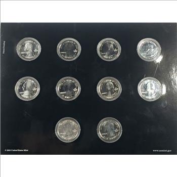 2011 America the Beautiful Quarters Uncirculated Coin Set*10 P & D Quarters in Capsules and Tri-fold Story Board