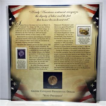 2012 Grover Cleveland (first term) Uncirculated Commemorative Presidential Dollar*Encased in 9